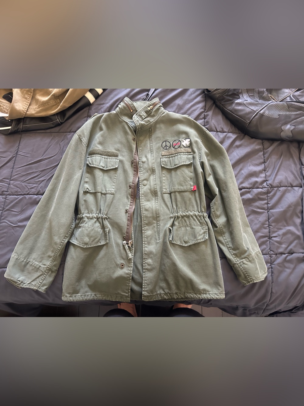 Olive Green Military-Style Field Jacket
